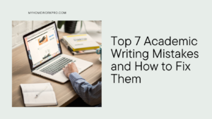 A student works on a laptop while referencing academic materials and a notebook—illustrating common academic writing mistakes and strategies to fix them.